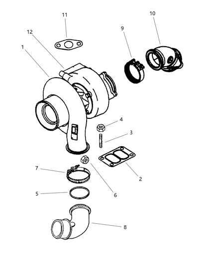 1998 Dodge Ram 3500  Gasket-TURBOCHARGER Diagram for 4429357