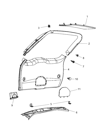 2011 Dodge Durango Panel-LIFTGATE Trim Lower Diagram for 1KE75DX9AC