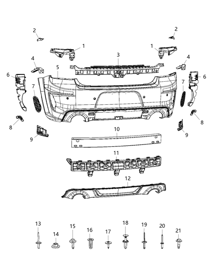 2020 Dodge Charger  Bracket-FASCIA Support Diagram for 68445016AA