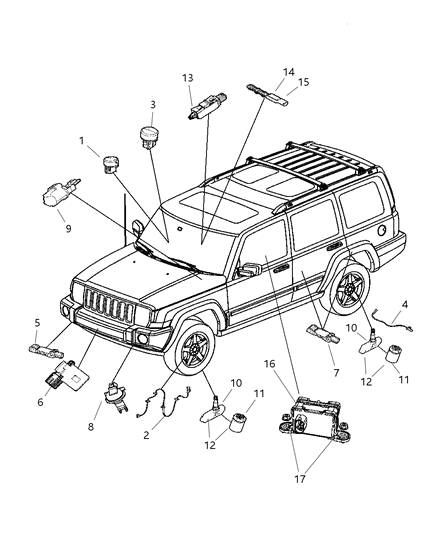 2006 Jeep Commander  Sensor-Tire Pressure Diagram for 68001696AA