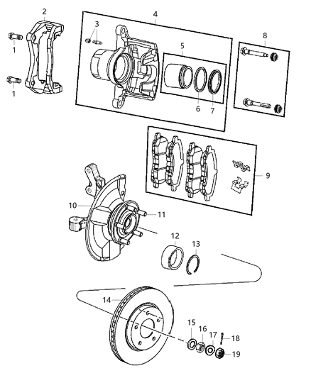2017 Jeep Patriot  Front Disc Brake Pad Kit Diagram for 68020494AC