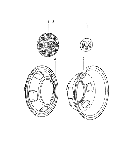 2020 Ram 3500  Wheel Center Cap Front Diagram for 6MP52SZ0AB