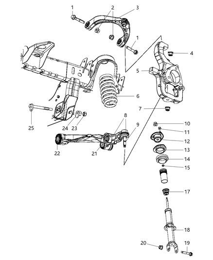 2010 Dodge Dakota  Mount-Shock Upper Diagram for 4670468AA
