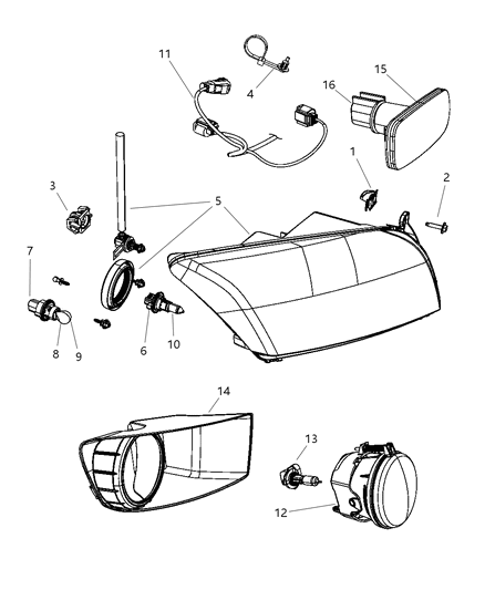 2011 Dodge Caliber Socket-Park, Turn, And Side Lamp Diagram for 5191189AA