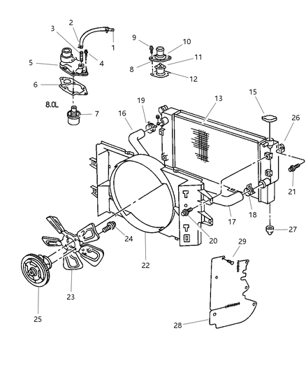 1998 Dodge Ram 3500  Engine Cooling Radiator Diagram for 52006478