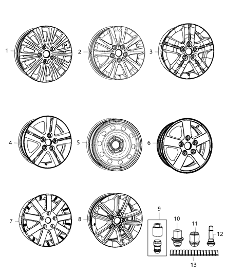 2015 Ram C/V  Aluminum Wheel Diagram for 5LN63DD5AB