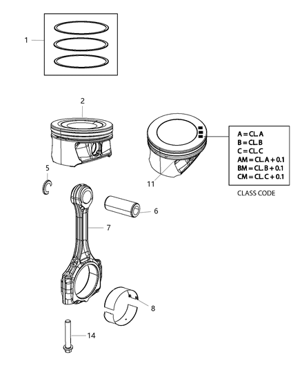 2020 Jeep Renegade  Bearing-Connecting Rod Diagram for 68439888AA