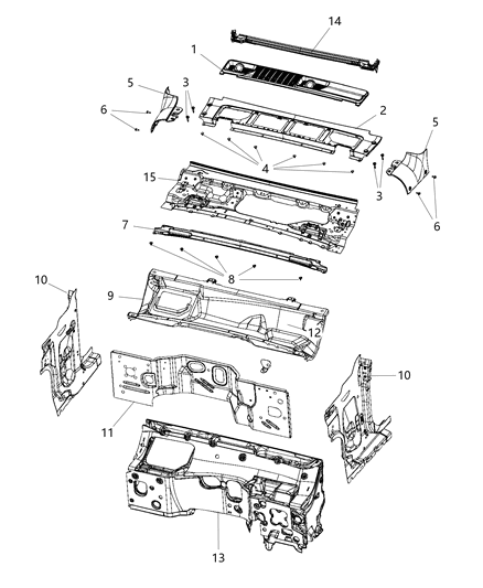 2020 Jeep Wrangler  Panel-COWL Top Diagram for 6BM52TZZAD
