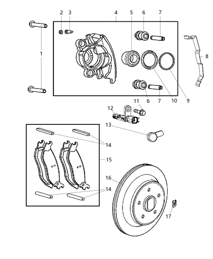 2006 Jeep Liberty  Rear Disc Brake Pad Kit Diagram for V2013882