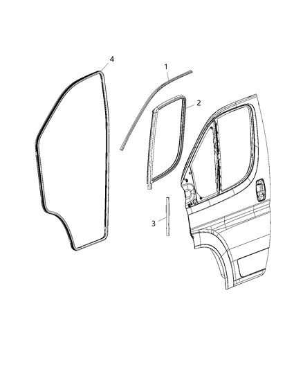 2017 Ram ProMaster 1500 WEATHERSTRIP-Front Door Glass Run Diagram for 68134040AA