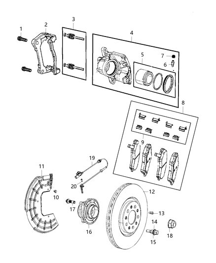 2016 Chrysler 200  CALIPER-Disc Brake Diagram for 68225168AB