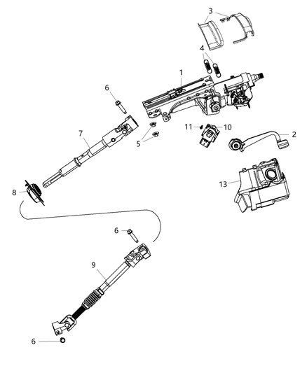 2017 Jeep Wrangler  Bearing-Steering Intermediate Shaft Diagram for 5057849AA