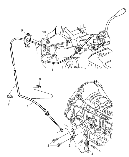 2005 Dodge Dakota  Transmission Shift Cable Diagram for 52110005AG