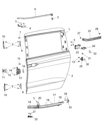 2017 Chrysler Pacifica  Pad-Fuel Door Blocker Link Diagram for 4717295AD