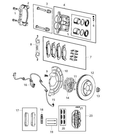 2013 Jeep Grand Cherokee  Front Disc Brake Pad Kit Diagram for 68052369AA
