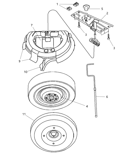 2006 Chrysler Town & Country  WINCH-Spare Tire Carrier Diagram for 5109030AG