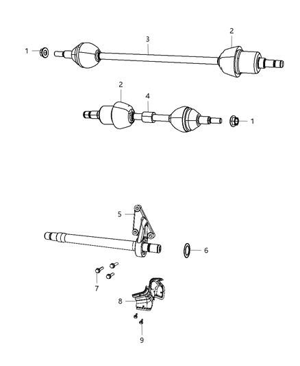 2015 Dodge Grand Caravan  Axle Half Shaft Right Diagram for 4881214AG
