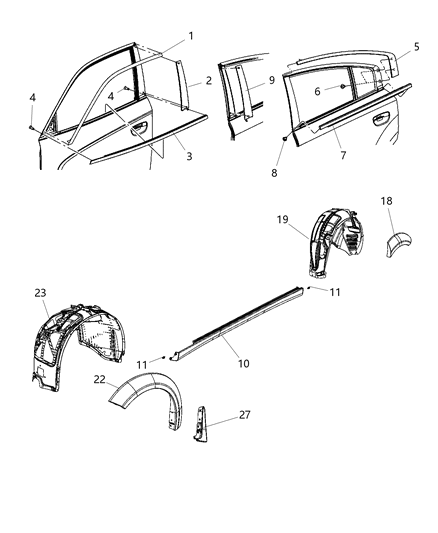 2020 Dodge Charger  Molding-Wheel Flare Diagram for 6TN36TZZAC