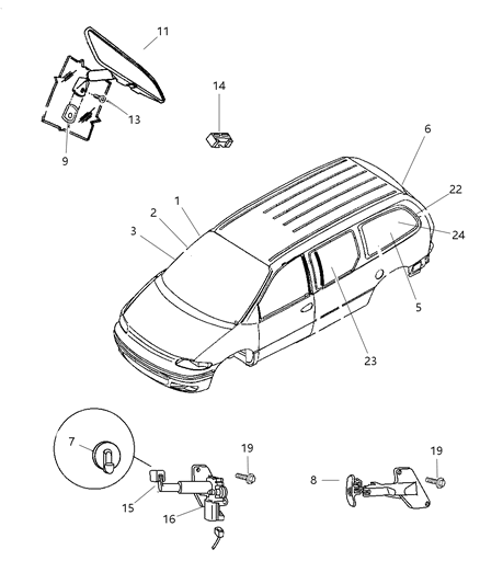 2000 Dodge Grand Caravan  Inside Rear View Mirror Diagram for 4520336AB