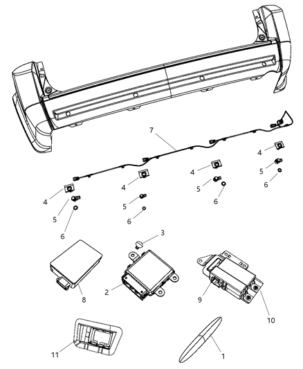 2009 Chrysler Town & Country  Display-Parking Assist Diagram for 56046086AA