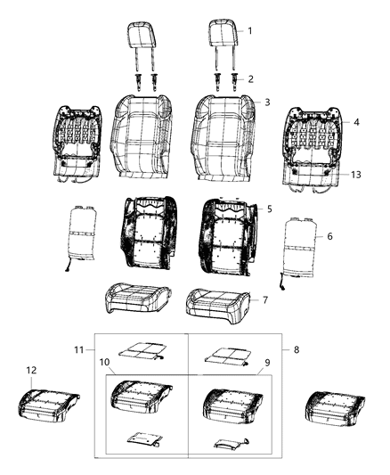 2020 Jeep Wrangler  Foam-Front Seat Back Diagram for 68302288AD