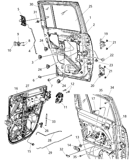 2007 Jeep Compass  Glass-Door Glass Run With Glass Diagram for 5160065AC