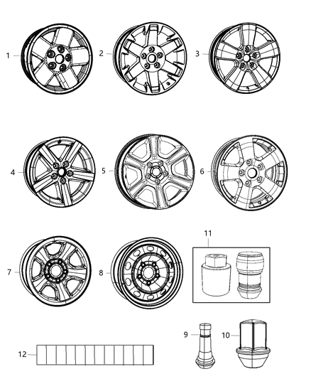 2012 Ram 1500  Aluminum Wheel Diagram for 52014257AA