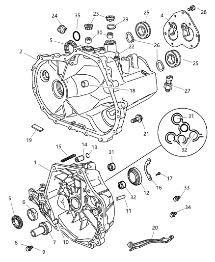 2009 Chrysler PT Cruiser  BUSHING-Shift Rail Diagram for 4740899AB