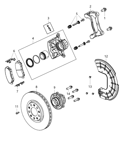 2015 Dodge Dart  Spring Ki-Disc Brake Pad Diagram for 68160698AD