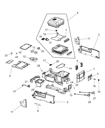 2014 Ram 3500  Coin Box-Console Diagram for 1SQ48DX9AA