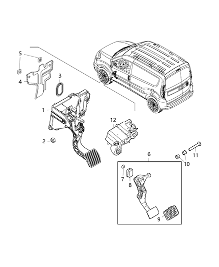 2018 Ram ProMaster City  Pad-Brake Pedal Diagram for 68281744AA