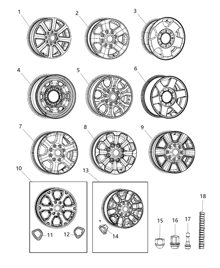 2017 Ram 2500  Steel Wheel Diagram for 1XA75S4AAA