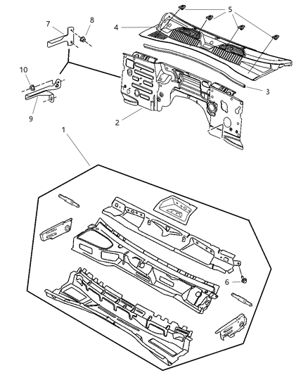 2007 Dodge Nitro  Screen-COWL Diagram for 55157159AF