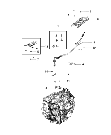 2018 Jeep Compass  Transmission Gearshift Control Cable Diagram for 68260500AA