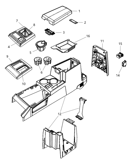 2009 Dodge Nitro  Console-Floor Diagram for 5KE541DVAK