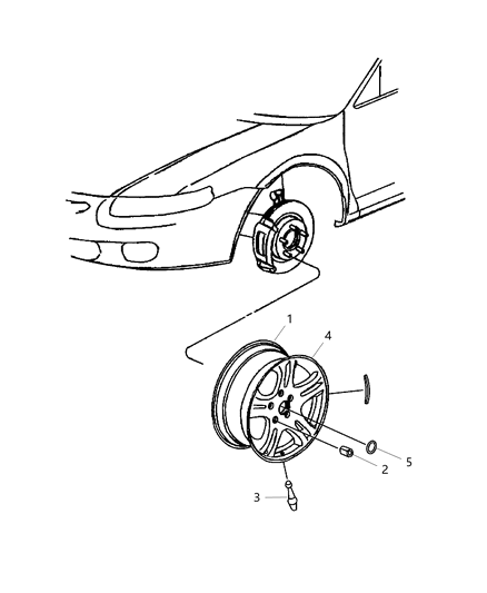 2007 Chrysler Sebring  Aluminum Wheel Diagram for 1AN33PAKAA