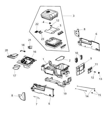 2018 Ram 1500  Bezel-Center Console Diagram for 5VC931B6AB