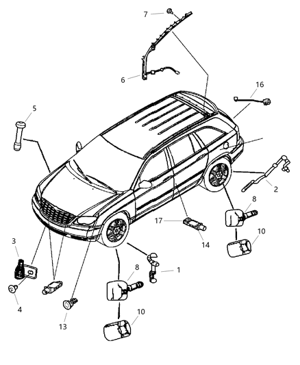 2004 Chrysler Pacifica  Sensor-Tire Pressure Diagram for 5127335AB