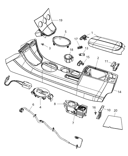 2008 Chrysler Sebring  Console-Floor Console Diagram for 5258016AA