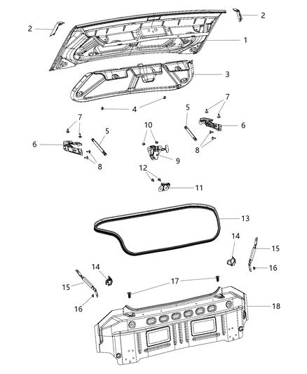2015 Dodge Challenger  WEATHERSTRIP-DECKLID Diagram for 4575880AD