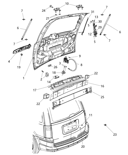 2018 Dodge Grand Caravan  Liftgate Latch Diagram for 4589243AG