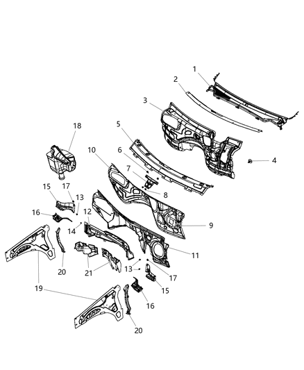 2012 Jeep Grand Cherokee  Drain-COWL Grille Diagram for 57010633AC