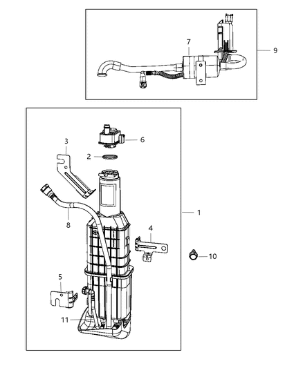 2015 Ram C/V  Bracket-Vapor CANISTER Diagram for 68031470AC