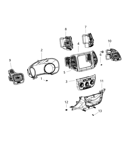 2020 Jeep Compass Bezel-Instrument Panel Diagram for 5UT62DX8AB