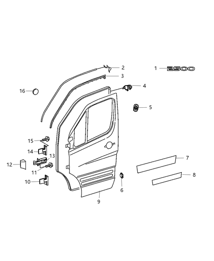 2007 Dodge Sprinter 2500 Check-Front Door Diagram for 68009966AA