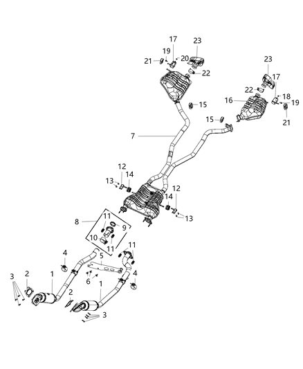 2021 Jeep Grand Cherokee  Converter-Exhaust Diagram for 68319267AB