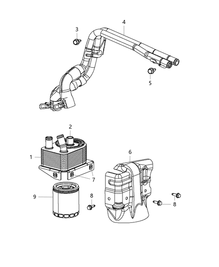 2014 Dodge Dart  Engine Oil Cooler Diagram for 5048119AA