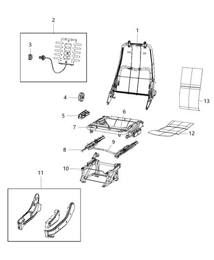2016 Ram ProMaster 3500  ADJUSTER-Manual Seat Diagram for 5SF63LXBAA