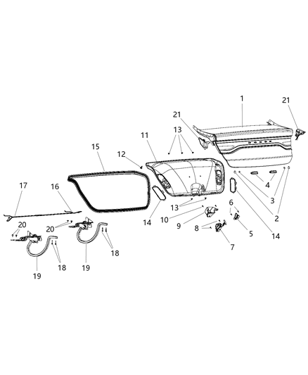 2012 Dodge Dart STRIKER-DECKLID Latch Diagram for 68064338AA
