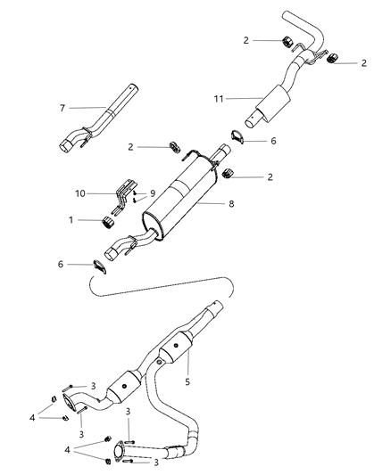 2011 Ram 3500  Exhaust Resonator And Tailpipe Diagram for 5147555AA